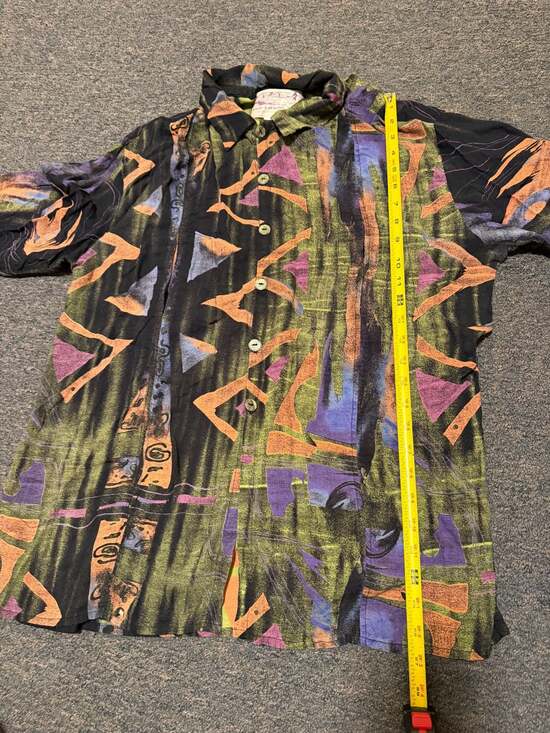 Vintage Bird of Paradise Bemidji Minnesota Abstract Print Button Up Shirt Size L - Picture 7 of 7